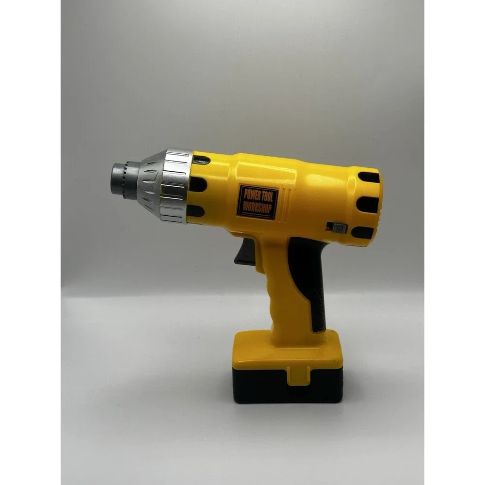 Power Tool Workshop Toy Cordless Drill Yellow Battery Operated Kids Play Set